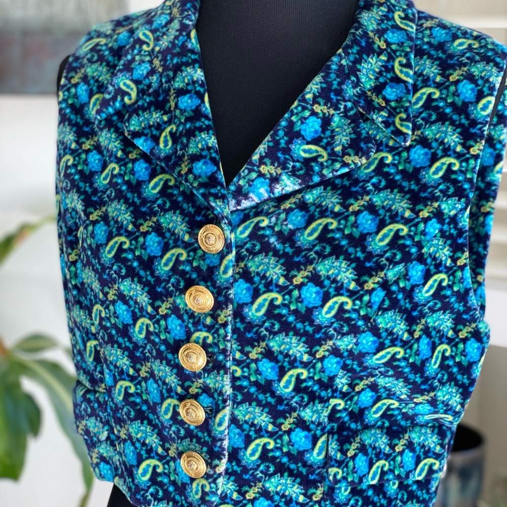 Versace Jeans Couture Vibrant Blue and Yellow cropped Vest